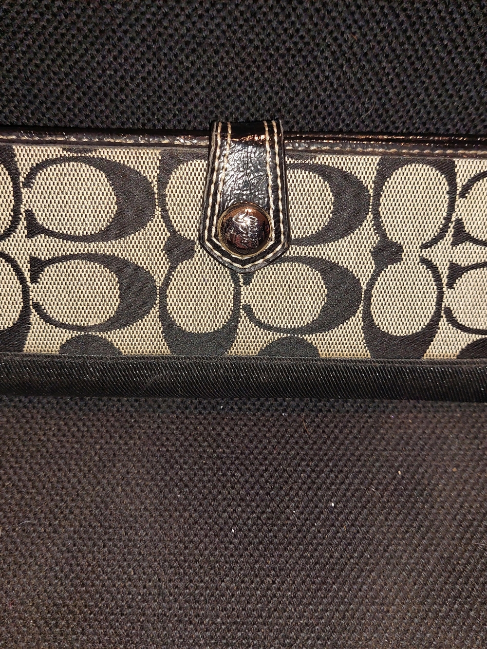 Coach Signature Canvas Black and Tan Wallet